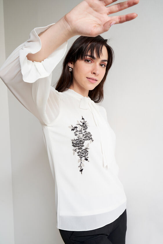 White Embellished Top, White, image 3